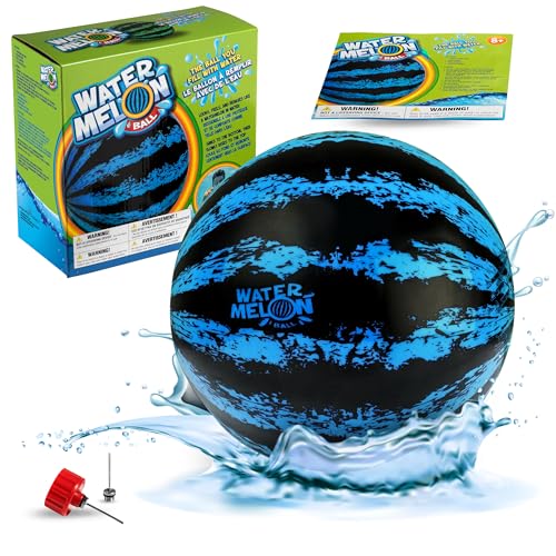 Watermelon Ball – The Ultimate Swimming Pool Game | Pool Ball for Under Water Passing, Dribbling, Diving and Pool Games for Teens, Kids, or Adults | Balls Fills with Water (9 inch Ball (Blue))