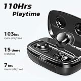 Tribit Wireless Earbuds, 110H Playtime Bluetooth 5.3 IPX8 Waterproof Touch Control True Wireless Bluetooth Earbuds with Mic Earphones in-Ear Deep Bass Built-in Mic Bluetooth Headphones, FlyBuds 3