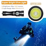 Wurkkos DL02 Dive Lights Scuba Diving,3000 Lumens Underwater Flashlight 496M Long Throw Power Indicator 100M Dive Light,3 Lighting Modes,IPX8 Waterproof Submersible Flashlight for Deep Sea Cave