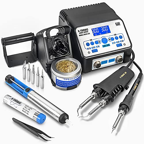 X-Tronic 8000 Series - 8020-XTS - Dual Soldering Iron/Tweezers Station • ESD Safe • 5 Solder Tips • 6 Temp Presets • Auto Shut Down Function • Calibration Function • °C/°F Conversion • Sleep Timer