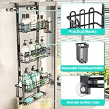 HapiRm 4 Tier Over the Door Shower Caddy, Hanging Shower Caddy with 22 Hooks and 2 Toothbrush Holders, No Drilling Adjustable Hanging Bathroom Organizer - Black