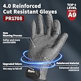 Schwer Ultimate Cut Resistant Gloves Beyond ANSI A9, Reinforced Stainless Steel Glove, Food Grade Mesh Metal Gloves for Butcher Meat Cutting, Oyster Shucking, Mandoline, PFAS Free, PR1708 (L, 1 PCS)