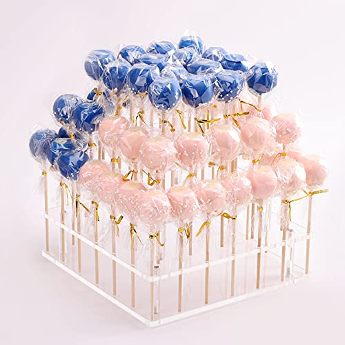 Goabroa Cake Pop Stand, 56 Holes 3 Tier Clear Acrylic Cake Pop Holder for Lollipop/Cake Pop Sticks, Cake Pop Display for Weddings Baby Showers Birthday Parties Anniversaries Halloween Candy