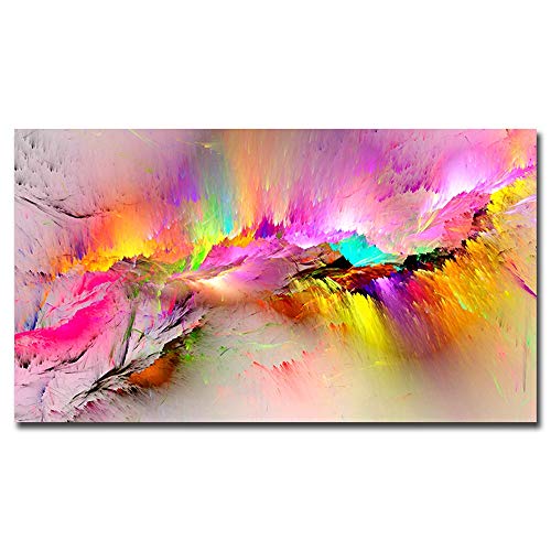 gold mi Aurora Borealis Wall Art Canvas Print Large Artwork for Living Room Office Pink Colorful Northern Lights Modern Home Decor Frame 24x48inch