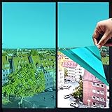 One Way Privacy Window Film,Premium PET Material,Daytime Reflective Heat Control Anti UV Door Sticker,Window Tint for Home Office Living Room,Comet Green,35.4 Inch x 16.4 Feet