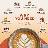 RYZE Mushroom Coffee | 6 Adaptogenic Mushrooms | USDA Organic | Instant Coffee | MCT Oil | USA Grown | Better Energy, Focus, Digestion, Immunity | Cordyceps, Lion’s Mane, Turkey Tail | 30 Servings