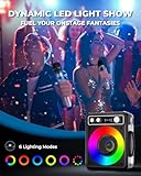 VOSOCO Karaoke Machine, Portable Bluetooth Karaoke Speaker with 2 Wireless Microphones, PA System for Adults Kids with LED Lights, Supports REC/FM/AUX/USB/TF for Home Party