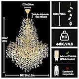 kvtinmty H65'' Gold Tree Branch Crystal High Ceilings Chandeliers, Modern Crystal Staircase Chandelier, D48'' Foyer Chandelier for High Ceiling, Luxury Large Living Room Chandelier, 27-Lights