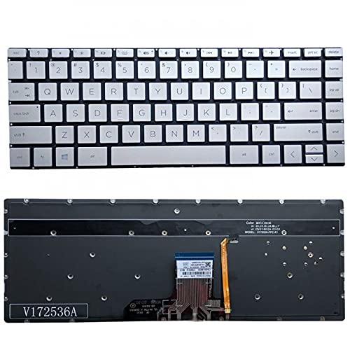 Laptop English Silver Backlit Keyboard for HP Spectre X360 13-AC 13-AC000 13-AC010CA 13-AC013DX 13-AC020CA 13-AC023DX 13-AC030CA 13-AC033DX 13-AC040CA 13-AC050CA 13-AC063DX Series