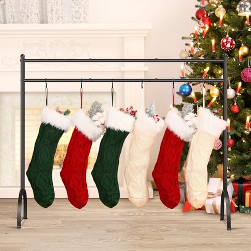 Housolution Christmas Stocking Holder Stand with 12 Hooks, 42" L x 11" W x 35" H Stocking Hanger, Heavy Duty Freestanding Christmas Stocking Holder Stand for Floor, Décor Hanger Display for Home