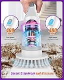 Electric Spin Scrubber, Cordless Cleaning Brush 6 Replaceable Brush Heads, 2H Power Dual Speed, Shower Scrubber with IPX7 Waterproof Extension Handle for Bathroom Tub Tile Floor Car