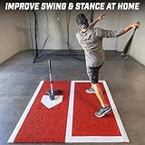 GoSports Baseball/Softball Turf Batting Mat - 6 ft x 5.5 ft Switch Hitting Design with Reversible Home Plate