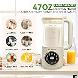 47oz Nut Milk Maker,Homemade Soy Milk,Almond Milk,Plant Based Milks,Oat Milk,Coconut,Baby Food,Electric Bean and Nut Milk Machine with Delay Start/24 Hours Timer/Keep Warm/Self-Cleaning/Boil Water