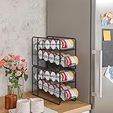 MOOACE 4 Pack Can Dispenser Rack, Stackable Can Storage Organizer Holder for Canned Food Kitchen Cabinet Pantry Countertop, Black