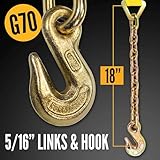 US Cargo Control Chain Ratchet Straps 2 Inch x 30 Foot (4-Pack), 10,000 LBS Break Strength, Heavy Duty Ratchet Straps with Chains Ends & Grab Hooks, Heavy Equipment Tie-Downs, Tractor Tie Downs