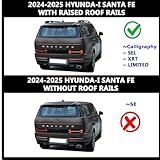 ROKIOTOEX Roof Rack Crossbars-2025 Santa Fe Raised Side Rail - w/Power Sunroof - 220LBs Load Bar- Metal Locking Cap- Easy Install & Adjusting - Wind Noise Reduction Strips - Black Coyote