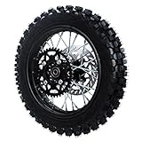 Rim tube tire 80/100-12 3.00-12 12-15MM axle 12"Complete rear wheel For small Dirt Pit Bike Trail Wheel Rim Tire Fits 125-160cc Pit Dirt Bike TTR SSR BBR Includes Brake Rotor and Sprocket