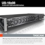 Tascam US-16x08 Rackmount USB Audio/MIDI Interface for Recording, Drum Recording, 8 XLR/8 1/4" Inputs, 8 Outputs, Control Software,Black