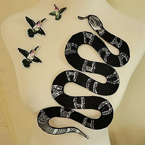 Embroidered Snake Brids Patch Vintage Animal Appliques T-Shirt Jeans Decoration Patch DIY Garment Accessories