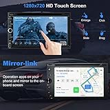 Double Din car Stereo with CD/DVD Player- CarPlay & Android Auto, Car Audio with Bluetooth, 7 Inch HD Touchscreen, Rear Camera, USB/TF/AUX, Subwoofer, AM/FM Radio Receiver