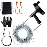Ginbel Direct Drain Auger 33 Ft, Plumbing Snake Hair Clog Remover Drain Snake Flexible Grabber Heavy Duty Sink Cleaner Tools for Shower Bathtub Bathroom Kitchen Pipe