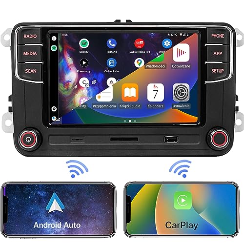 SCUMAXCON Car Stereo Radio RCD360 PRO3S RCD330 Carplay Wireless Android Auto Bluetooth USB AM/FM RVC SD for VW Golf MK5 MK6 Passat Polo Jetta EOS CC (Backup Camera Actived)