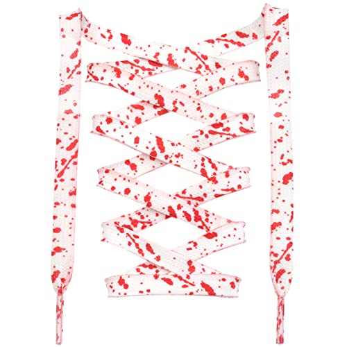 DANHUA Flat White Red Shoelaces 39 inch for Sneakers Art Printed Pattern String 2 Pair
