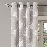 Ambesonne Leaf Grommet Curtain, Hand Drawn Style Flowers with Swirling Lines Spring Blossoms, Decorative 2-Panel Window Drapes for Bedroom Living Room, 50" x 96", Warm Taupe and White