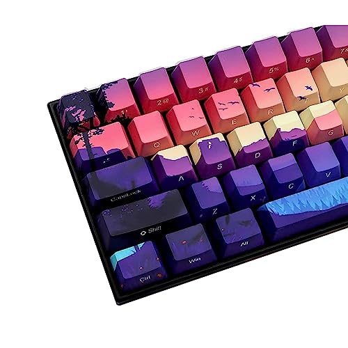 MOLGRIA 124 Set Light-Go-Through Custom Keycaps, Double-Shot PBT Cherry Profile Key Caps for Most 60/75/98 Percent Cross-Switch RGB Backlit Mechanical Gaming Keyboard ANSI/ISO Layout(Sunset Glow)