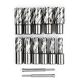 OSCARBIDE Annular Cutter Set 13pcs 3/4"Weldon Shank 1"Cutting Depth and 7/16 to 1-1/16 inch Cutting Diameter Mag Drill Bits for Magnetic Drill Press with 2 pcs Pilot Pins