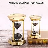 SuLiao 1 Minute Sand Timer Hourglass,Small Brass Sand Clock 1 Min, Retro Black Sand Watch,Vintage Reloj De Arena 1 Min, Metal Unique Hour Glass Sandglass for Office Desk Home Gifts Kitchen Decorative