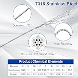 316 Stainless Steel Cable, 400FT 1/32IN Wire Rope with 100Pcs Aluminum Sleeves Stops, for String Lights Hanging, Clotheslines, Trellis Wire