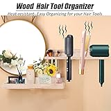 Hair Tool Organizer Wall Mount Holder, Set of 2 Layer Rustic Blow Dryer Holder, Hair Product Organizer Wooden Storage for Hair Dryer, Curling Iron, Hot Tools, Vanity Accessories, Makeup, Toiletries