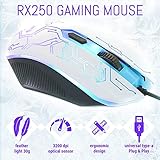 Gaming Keyboard and Mouse and Gaming Headset & Mouse Pad, Wired LED RGB Backlight Bundle for PC Gamers Users - 4 in 1 White Edition Hornet RX-250