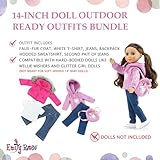 Emily Rose 14.5-Inch Doll Clothes & Accessory Valentine's Bundle | 6-PC Set with Faux Fur Coat, T-Shirt Tee, Heart Hoodie Sweatshirt with 2 Pair Jeans and Backpack | Doll and Shoes NOT Included