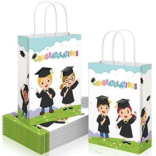 Outus 24 Pieces Kindergarten Graduation Gift Bags Bulk for Kids, Congratulations Gift Paper Bags with Handle Bulk Grad Gift Bags for Kindergarten Preschool