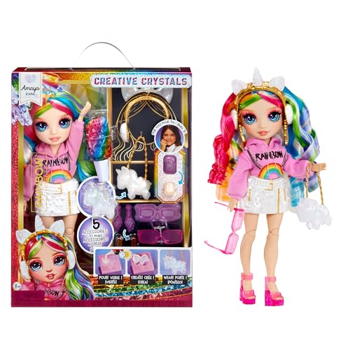 Rainbow High Creative Crystals Amaya - Rainbow 11” Fashion Doll with Crystal Accessory Make It Kit, Ring for You, DIY, Crafts, Resin Play, Kids Gift 8+