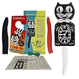 Kit Cat Klock The Original 90th Anniversary Limited Edition with Collectors Box, Black Kit Cat Wall Clock with White Bow Tie, Pendulum Tail and Moving Eyes, Ideal as a Vintage Home Decoration