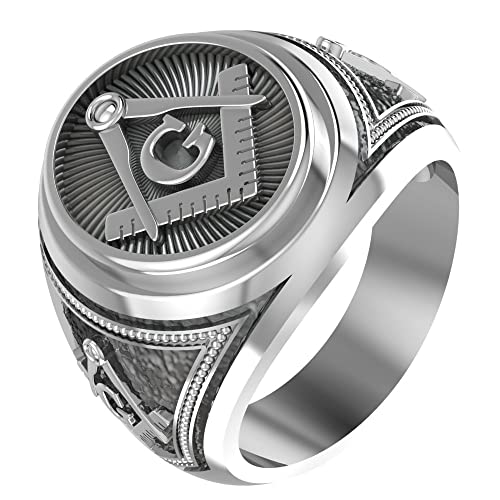 Freemason Masonic Ring, Freemason Master Ring, Mens Masonic Ring 925 Sterling Silver
