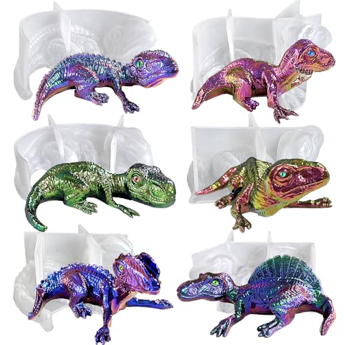RESINWORLD Set of 6 Pieces 3D Dinosaur Silicone Molds, Dino Baby Resin Mold, Cute Animal Dinosaur Mold for Resin Plaster Clay Casting