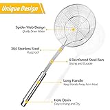 Pack of 2 Large Spider Strainer, Stainless Steel Skimmer Basket,Kitchen Ladle Strainers,Mesh Spoons with Long Handle, Cooking Tools for Frying, Boiling Noodles, Dumplings, Pasta