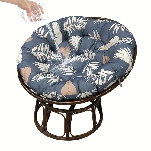 cjc Waterproof Rotating Egg Chair Cushion – Thickened Non-Slip Pad Cushion for Hammock, Garden Hanging Chairs, Bird Nest Cradles, Radar & Outdoor Swing Seats (Gray Leaves)