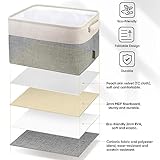 BALEINE Fabric Storage Bins for Shelves, Linen Storage Baskets for Organizing, Decorative Closet Storage Bins for Clothes, Toys, Home Storage (Grey, 3 Pack)