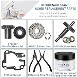 Worm Gear Kit Compatible With KitchenAid Whirlpool 5QT & 6QT Mixer Gear Parts Replacement, Worm Follower Gear Kit 9706529 W11086780 9709511 9703337 9709231