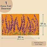 Juvale Floral Spring Coir Door Mat for Front Door, Entryway, 17x30 Lavender Flower Welcome Mat for Garden, Garage, Patio, Home, Porch Decor, Coco Coir Doormat