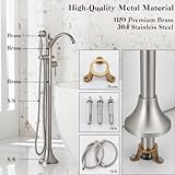 Wintap Freestanding Tub Faucets, Classic Freestanding Bathtub Faucet with Retro Handheld Sprayer High Flow Max 7.04GPM Floor Mount Tub Filler Swivel Spout Bath Tub faucet Brushed Nickel (WT-9002BN)