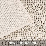 TENGTENGLINK Bath Mats for Bathroom,Thick Soft Chenille Floor Mats, Non Slip Shower Mats Ultra Water Absorbent Doormat.(Ivory White, 16"x47")