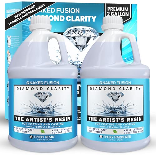 NAKED FUSION Epoxy Resin Art Resin Crystal Clear Formula -2 Gallon Kit -The Artist's Resin for Coating, Casting, Resin Art, Geodes, Tabletop, Bar Top, Live Edge Tables, River Tables- Non-Toxic