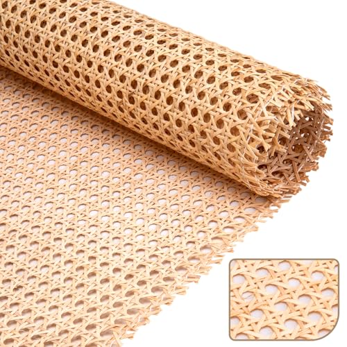 24" x5FT Width Rattan Natural Cane Webbing, Rattan Roll Cane Webbing Roll for Caning Projects, Square Caning Material for Caning DIY, Furniture, Chair, Cabinet