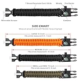 SURVIVE Paracord Bracelet, Pack of 2, Emergency Hiking Survival Kit Fire Starter Compass Whistle, Wrist Size: Small, 8.5 ft Continuous Strand Flint Steel Scraper 5 in 1